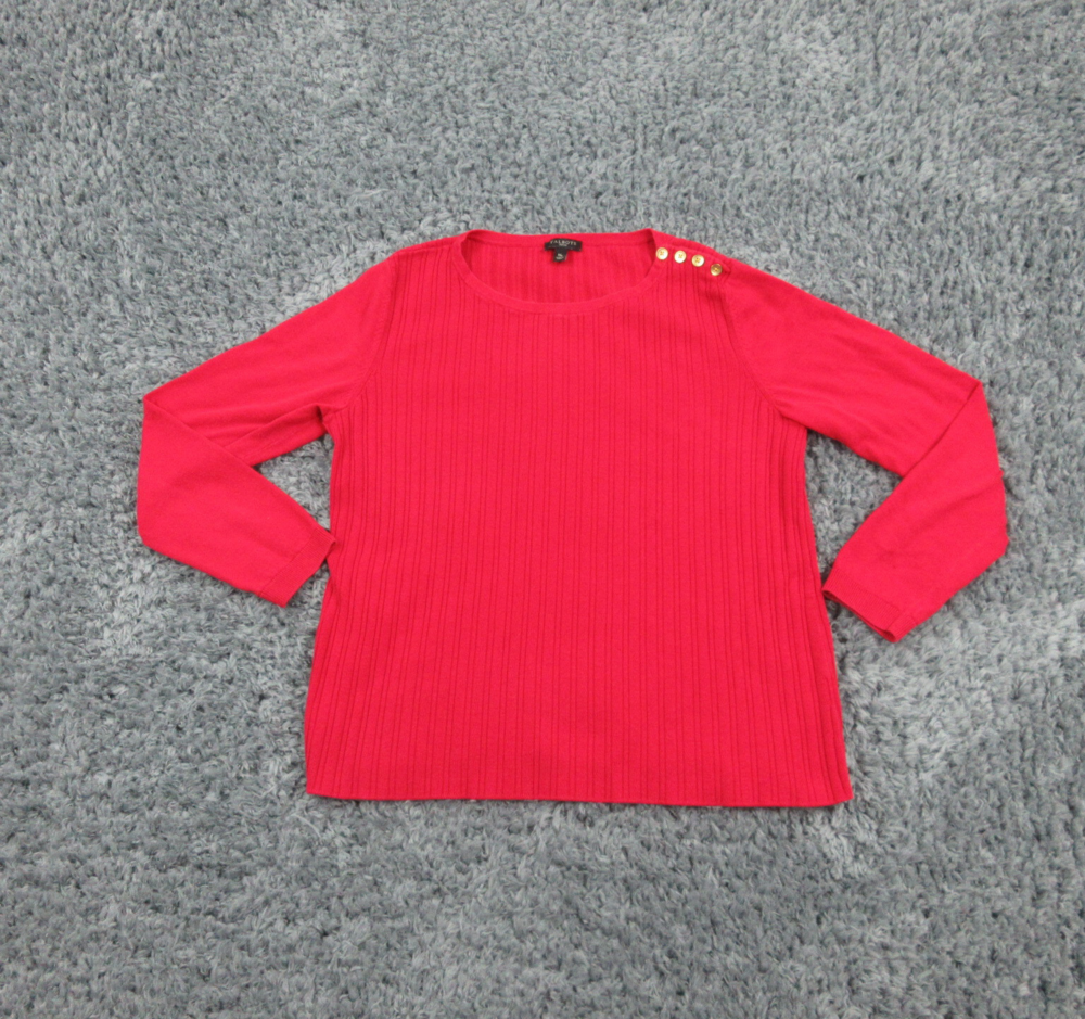 Talbots Sweater Womens Petites Medium PM Red Long Sleeve Pullover Ribbed Knit